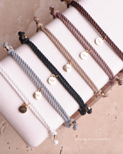 將圖片載入圖庫檢視器 Natural stone thick twisted rope Hand strap with Swarovski and glass beads <brown,khaki,yellow.black.gray,white>
