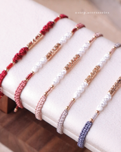 將圖片載入圖庫檢視器 Carving beads Hand strap with Japanese glass beads <red. tulip. pink. dusty. purple>