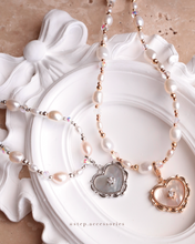 將圖片載入圖庫檢視器 Lace Shell Heart 2 ways Choker with Freshwater pearls and Glass beads<2 colors>