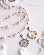 將圖片載入圖庫檢視器 Lace Shell Heart 2 ways Choker with Freshwater pearls and Glass beads<2 colors>