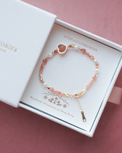 將圖片載入圖庫檢視器 **太陽石**Natural stone Heart Bracelet with Swarovski and Freshwater pearls
