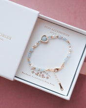 將圖片載入圖庫檢視器 **海藍寶**Natural stone Heart Bracelet with Swarovski and Freshwater pearls