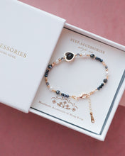 將圖片載入圖庫檢視器 **黑曜石 & 赫磁石**Natural stone Heart Bracelet with Swarovski and Freshwater pearls