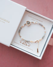 將圖片載入圖庫檢視器 **拉長石**Natural stone Heart Bracelet with Swarovski and Freshwater pearls
