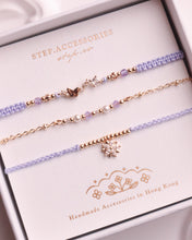 將圖片載入圖庫檢視器 *Butterfly&Flower紫水晶* Lavender Handstrap set with Swarovski and Jaoanese glass beads