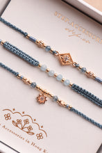 將圖片載入圖庫檢視器 ✴︎♦︎海藍寶♦︎✴︎Rhombus Star Dusty Blue Handstrap set with Natural stone and Swarovski