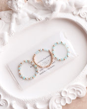 將圖片載入圖庫檢視器 Mini Square Natural stone Ring set with Japanese glass beads and glass beads <blue, lake, green>