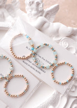 將圖片載入圖庫檢視器 Natural stone Ring set with Japanese glass beads and Czech glass beads <blue, lake, mint>