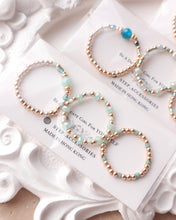將圖片載入圖庫檢視器 Natural stone Ring set with Japanese glass beads and Czech glass beads <blue, lake, mint>