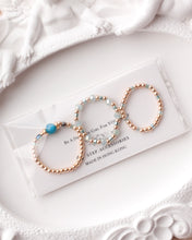 將圖片載入圖庫檢視器 Natural stone Ring set with Japanese glass beads and Czech glass beads <blue, lake, mint>