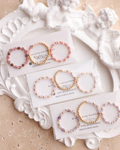 將圖片載入圖庫檢視器 Mini Square Natural stone Ring set with Japanese glass beads and glass beads <tulip, pink, purple>