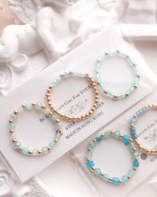 將圖片載入圖庫檢視器 Mini Square Natural stone Ring set with Japanese glass beads and glass beads <blue, lake, green>