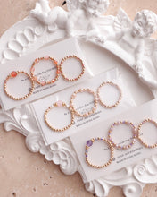 將圖片載入圖庫檢視器 Natural stone Ring set with Japanese glass beads and Czech glass beads <orange, pink, purple>