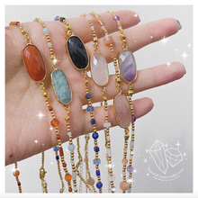 將圖片載入圖庫檢視器 Oval Natural stone choker < 6 colors >