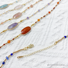 將圖片載入圖庫檢視器 Oval Natural stone choker < 6 colors >