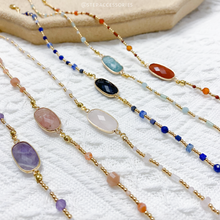 將圖片載入圖庫檢視器 Oval Natural stone choker < 6 colors >