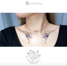 將圖片載入圖庫檢視器 Oval Natural stone choker < 6 colors >