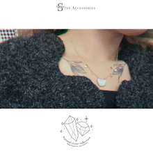 將圖片載入圖庫檢視器 Semicircle Natural stone Necklace with Star < 3 colors >