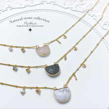 將圖片載入圖庫檢視器 Semicircle Natural stone Necklace with Star < 3 colors >