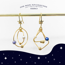 將圖片載入圖庫檢視器 S180 Double hoop star hook earrings with galaxy beads