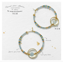 將圖片載入圖庫檢視器 Natural stone hoop earrings with Swarovski, Czech glass beads & Japanese glass beads < 8 colors >