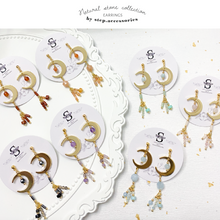 將圖片載入圖庫檢視器 S190 Natural stone Earrings with Moon < 7 colors >