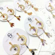將圖片載入圖庫檢視器 S190 Natural stone Earrings with Moon < 7 colors >