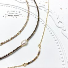 將圖片載入圖庫檢視器 Brown/ Khaki Japanese glass beads with Freshwater pearls Choker/ Necklace < 3 styles >