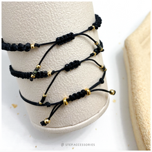 將圖片載入圖庫檢視器 H029 黑瑪瑙 Black Natural stone with japanese glass beads hand strap set / piece <total 12 colors>