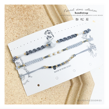 將圖片載入圖庫檢視器 H028 白松石 Gray Natural stone with japanese glass beads hand strap set / piece <total 12 colors>
