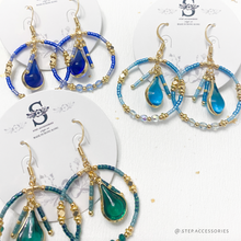 將圖片載入圖庫檢視器 D080-D087 Glass Droplets with Czech glass beads earrings < 8 colors >