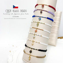 將圖片載入圖庫檢視器 Czech glass beads with Japanese glass beads hand strap < 9 colors >
