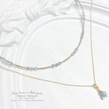 將圖片載入圖庫檢視器 Soda blue/ pink glass beads & Japanese glass beads choker // Shell pearls with glass beads necklace < 2 colors >