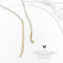 將圖片載入圖庫檢視器 J077 Freshwater pearls choker with Zircon butterfly