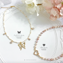 將圖片載入圖庫檢視器 J102/ J103 Freshwater pearls butterfly choker/ Shell pearls heart choker