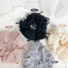 將圖片載入圖庫檢視器 Hair Tie with chiffon fabric and gold medal < 4 colors >