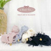 將圖片載入圖庫檢視器 Hair Tie with chiffon fabric and gold medal < 4 colors >