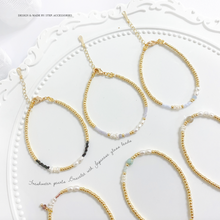 將圖片載入圖庫檢視器 Freshwater pearls Bracelet with Japanese glass beads <6 colors>
