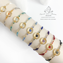 將圖片載入圖庫檢視器 Natural stone hand strap with gold circle and Swarovski <9 colors>