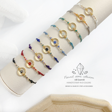 將圖片載入圖庫檢視器 Natural stone hand strap with gold circle and Swarovski <9 colors>