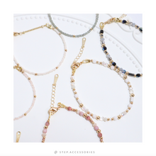 將圖片載入圖庫檢視器 Czech glass beads bracelet with Natural stone / Japanese glass beads bracelet <5 colors>