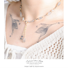 將圖片載入圖庫檢視器 Natural stone 2 ways choker with Japanese glass beads <7 colors>