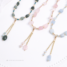將圖片載入圖庫檢視器 Natural stone 2 ways choker with Japanese glass beads <7 colors>
