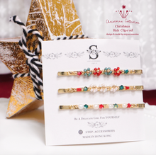 將圖片載入圖庫檢視器 Christmas Flowers hair clips with Japanese glass beads / swarovski / freshwater pearls <3 style>