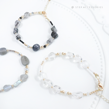 將圖片載入圖庫檢視器 Natural stone bracelet with Swarovski and glass beads < 7 colors >