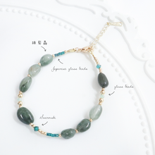將圖片載入圖庫檢視器 Natural stone bracelet with Swarovski and glass beads < 7 colors >