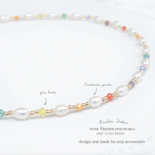 將圖片載入圖庫檢視器 Rainbow choker with Freshwater pearls and glass beads / Czech glass beads and Japanese glass beads < 2 styels >