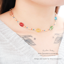 將圖片載入圖庫檢視器 Rainbow choker with Freshwater pearls and glass beads / Czech glass beads and Japanese glass beads < 2 styels >