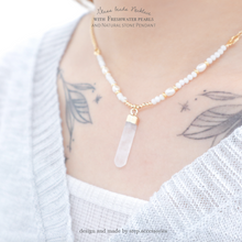 將圖片載入圖庫檢視器 Glass beads choker / necklace with freshwater pearls < 2 styles >