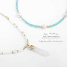 將圖片載入圖庫檢視器 Glass beads choker / necklace with freshwater pearls < 2 styles >